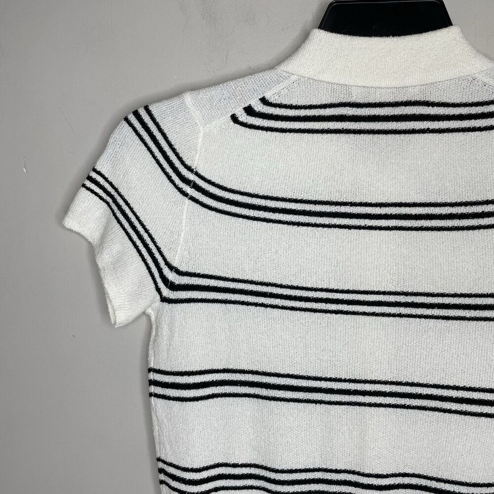 MADEWELL Sweater Women XS Polo Knit Tee NEW Ivory Stripe Short Sleeve NQ341 - Picture 7 of 14